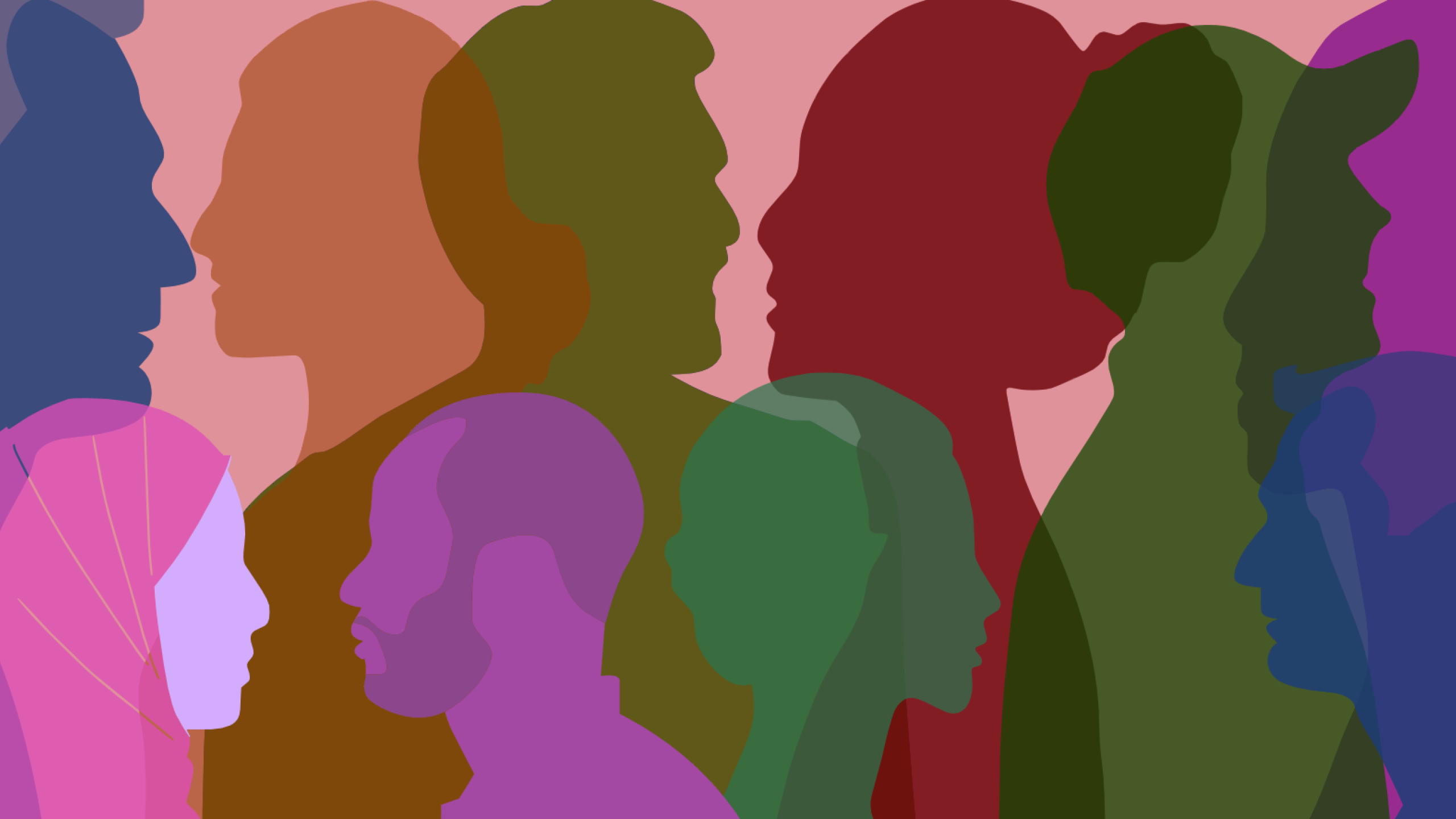 Silhouetten verschiedener Frauen- und Männerköpfe